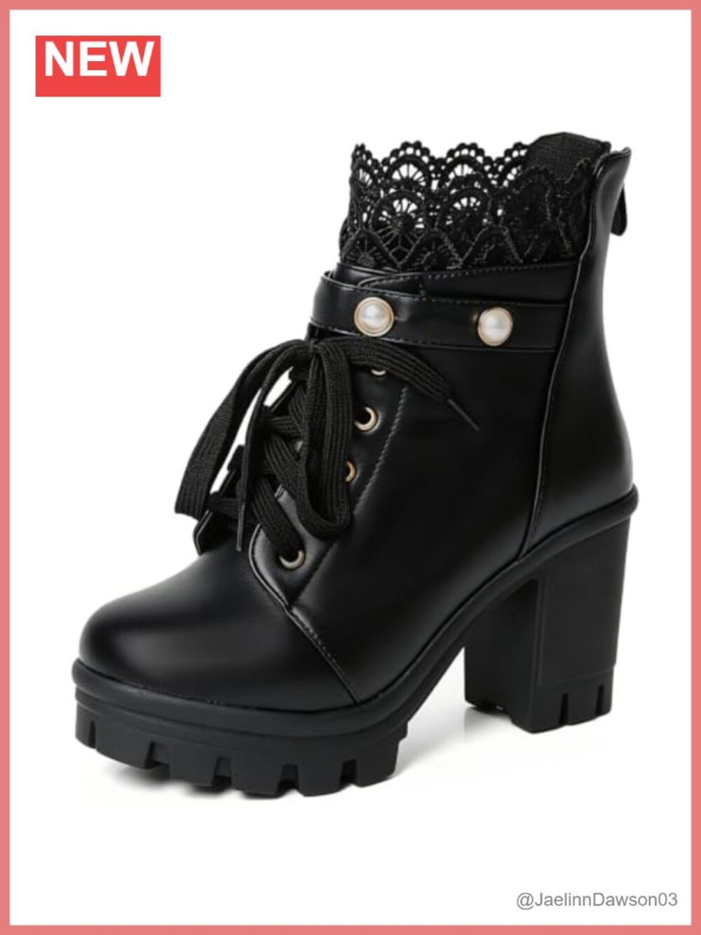 Platform Combat Boots Women Goth Ankle Bootie Chunky Heel PU Leather